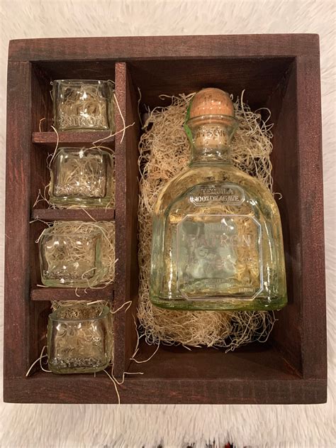 Patron Tequila Shot Glass T Set Full Bottle Not Included Etsy