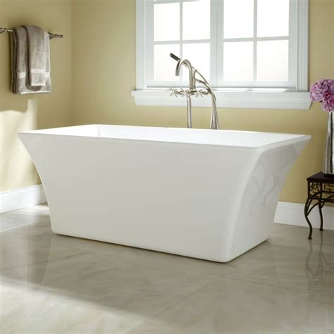 Bathroom Modern Rectangle Acrylic Bathtub With Free Standing Chrome