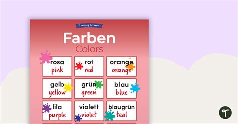 Colors German Language Poster Teach Starter
