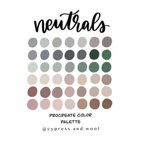 Ultimate Neutrals Procreate Color Palette Color Swatches Ipad