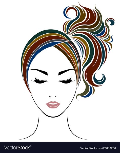 Ponytail Hair Style Icon Logo Women Face Vector Image