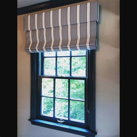 Outside Mount Roman Shades With Valance Striped Fabric Loving This Recent Install Cleanline