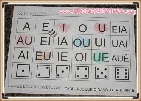 Atividade Encontro Vocálico Jogue O Dado Leia E Pinte Vocalicos