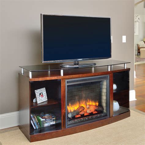 venture electric fireplace media console  mahogany