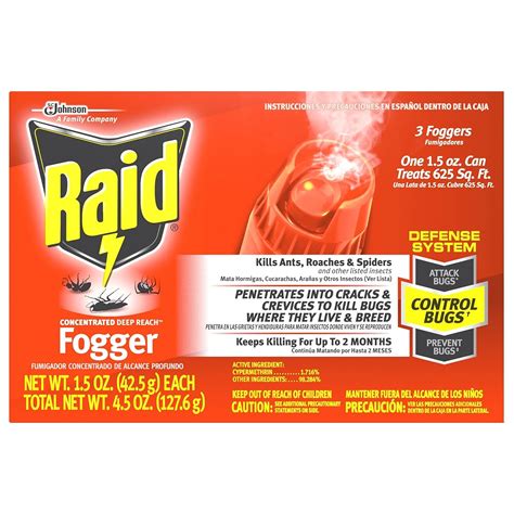 Raid Concentrated Deep Reach Fogger 3 Count Home Pest