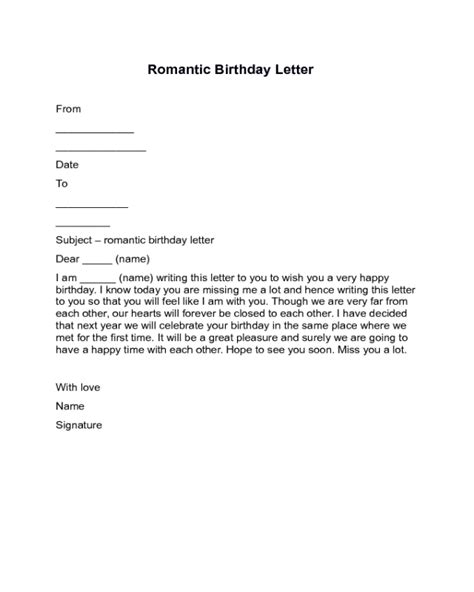 Romantic Birthday Letter Sample Edit Fill Sign Online Handypdf