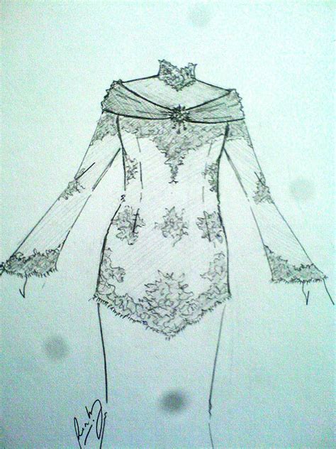 Sketsa Kebaya Modern Satu Trik