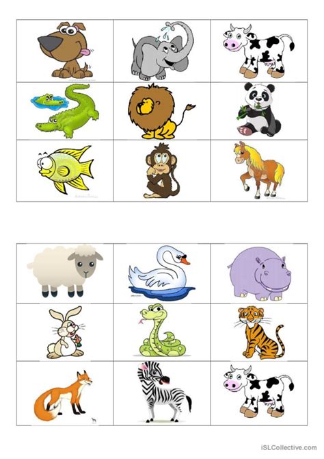 Animals Bingo Cards English Esl Worksheets Pdf And Doc