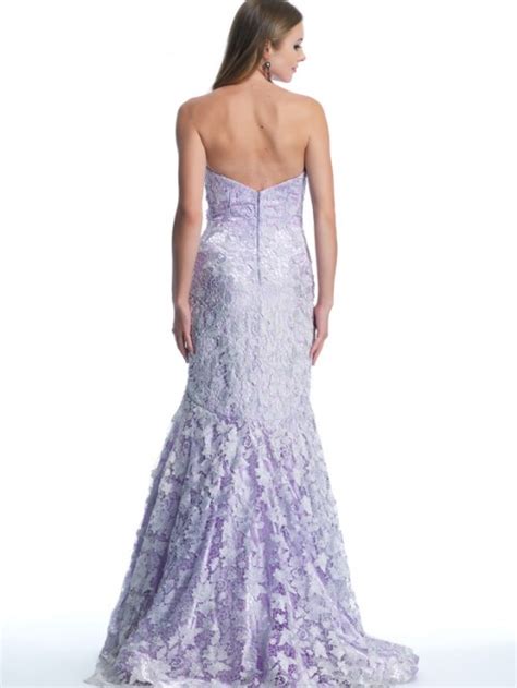 shimmering strapless gown by designer dave and johnny
