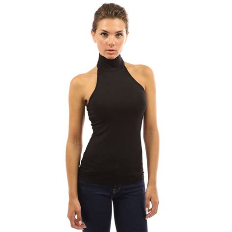 Womens Polo High Neck Tank Top Stretch Sleeveless Shirt Party Vest Tops