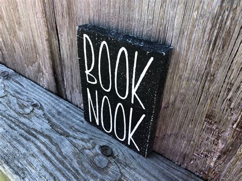 Book Nook Sign Library Sign Mini Painted Wood Sign Bookworm Etsy