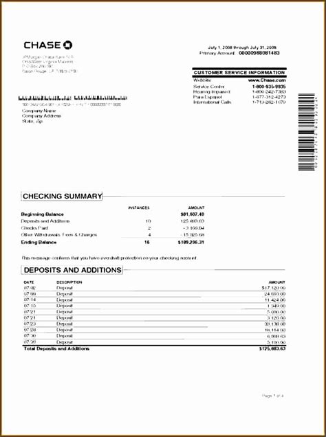 Fake Chase Bank Statement Generator Example Document Template