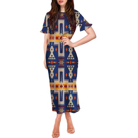 Gb Nat00062 04 Pattern Native Women Long Dress With Falbala Powwow Store