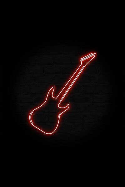 A Cool Guitar Silhouette Made From Glowing Retro Looking Neon Lines