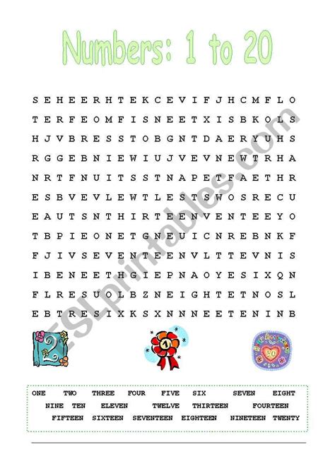 Numbers Word Search Esl Worksheet By Monivieira