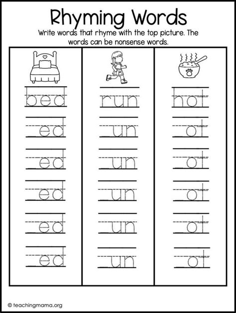 Rhyming Words Worksheet For Kindergarten Rhyming Words Worksheets