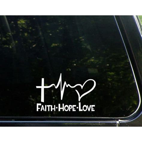 Faith Hope And Love Car Decal 6 Inch By 4 Inch White Vinyl Decal