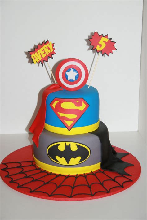 Super Hero Birthday Cake Superman Batman Captainamerica 5 Superhero Birthday Cake