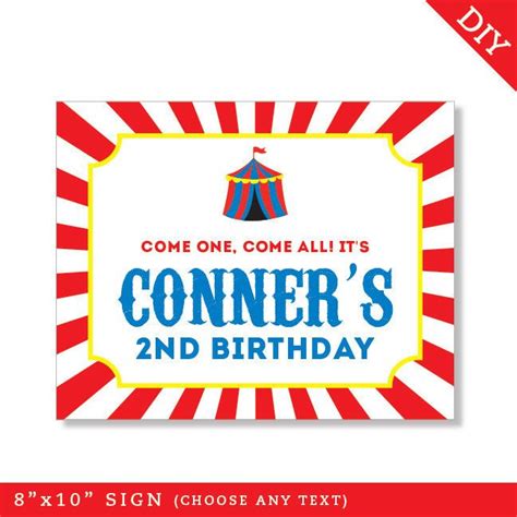 Carnival Party Signs Editable Instant Download Circus Party Fun