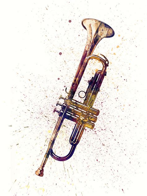 Trumpet Abstract Watercolor Digital Art By Michael Tompsett Pixels