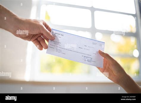 Payroll Cheque Giving Paycheck Compensation Check Transaction Stock