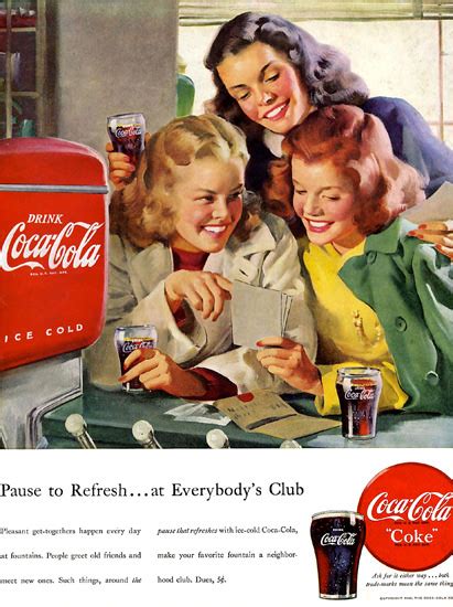 coca cola girls everybodys club coke 1948 mad men art vintage ad art collection