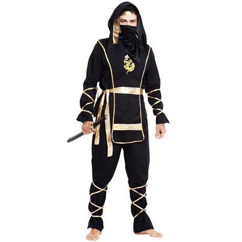 Man Adult Black Ninja Costumes Halloween Party Assassin Clothing