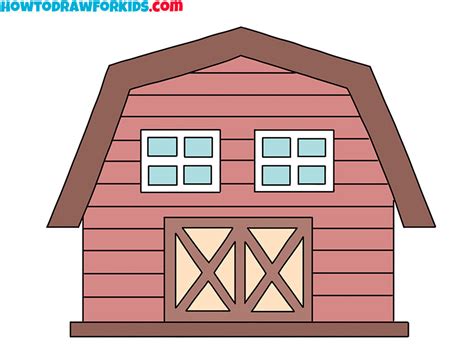 How To Draw A Farmhouse Easy Drawing Tutorial For Kids