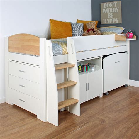 Our cabins feature comfortable beds and bunk beds — no need to crawl down to the ground or sleep on a hard surface. Urban Birch Mid Sleeper 1 Bed In White & Birch - Kids ...