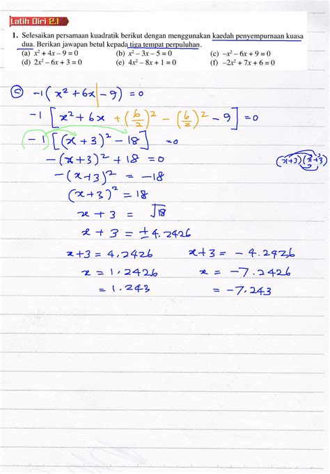 Latih Diri 2.1 ms 38 Bab 2 Fungsi Kuadratik Tingkatan 4 Add Math