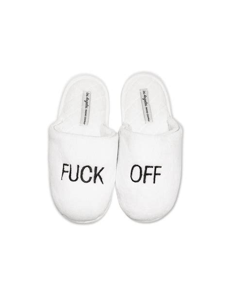 White Fuck Off Slippers Abe And Marys