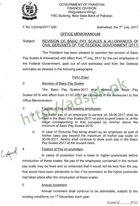 Finance Division Notification Revision Of Basic Pay Scales And Allowances