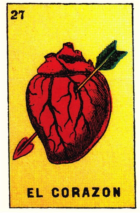 The Heart With Arrow El Corazon Mexican Loteria Postcard Topics