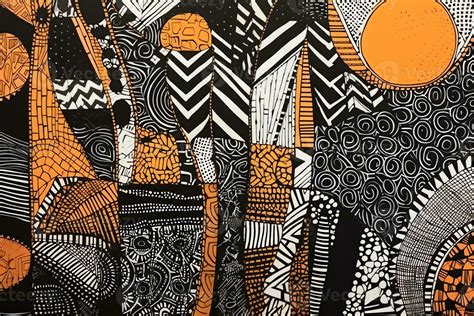 African Textile Inspired Abstract Art Piece With High Contrast Ai