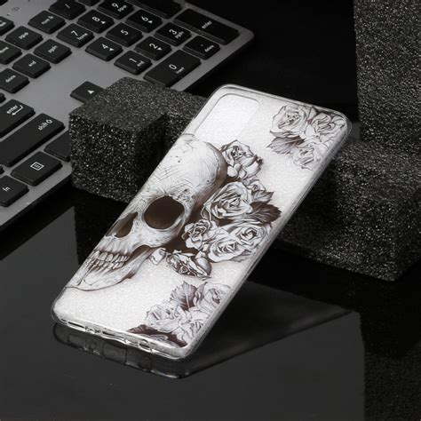 For Galaxy A51 Transparent Tpu Mobile Phone Protective Case Skull