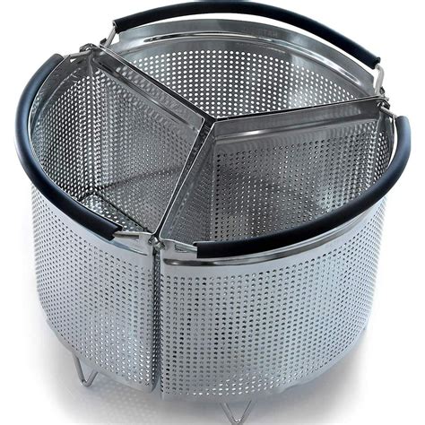 Hatrigo 3 Piece 6 Quart Divided Steamer Basket Compatible With Instant Pot Pressure Cooker