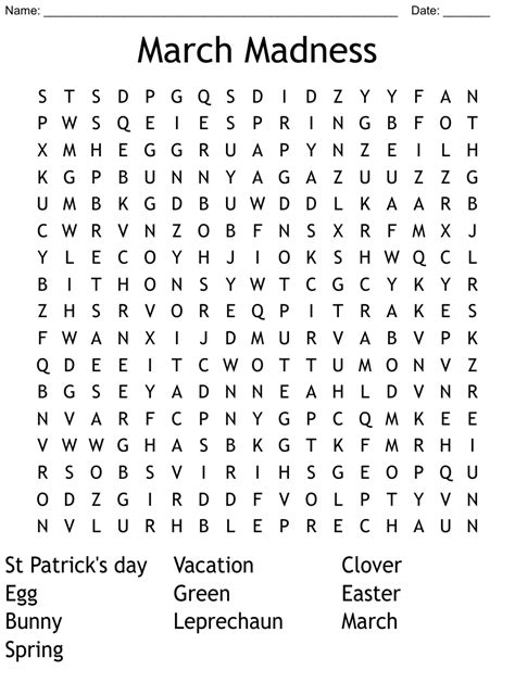 March Madness Word Search Word Search Printable