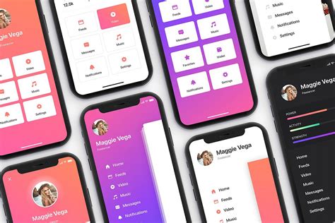 Bring the powerful precision of desktop 3d design with you. Menu - Mobile UI Kit for iPhone X (49628) | Web Elements ...