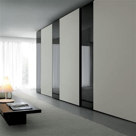 4 classic, black framed, black glass sliding wardrobe doors. Wardrobe High Gloss Black White - Logo