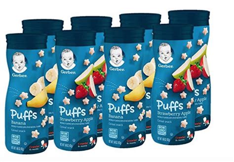 Gerber Puffs Cereal Snack Banana And Strawberry Apple 8 Count Just 944