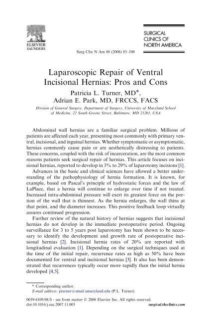 Laparoscopic Repair Of Ventral Incisional Hernias Pros Sassit