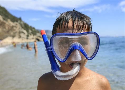 Boy With Snorkeling Mask Stock Image Image Of Aquatic 97318987