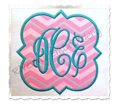 Applique Quatrefoil Shaped Monogram Frame Machine Embroidery Etsy