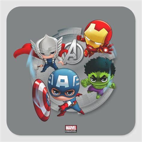 Avengers Classics Chibi Avengers Assembled Classic Round Sticker