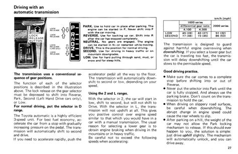 Toyota Celica Owners Manual 1976 Au Page 27 100dpi Retro Jdm