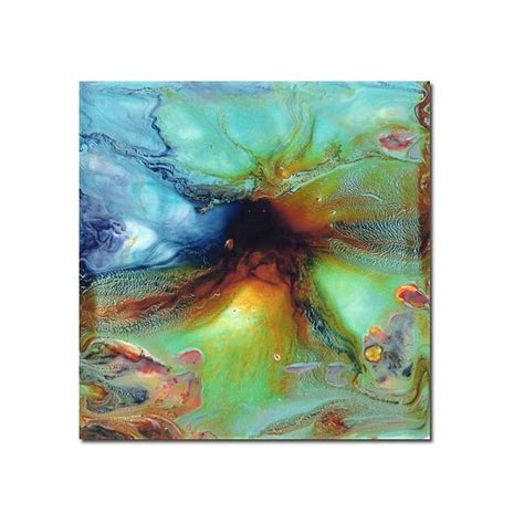 Small Square Water Abstract Painting Under The Sea Original Art Blue Green Yupo Abstract