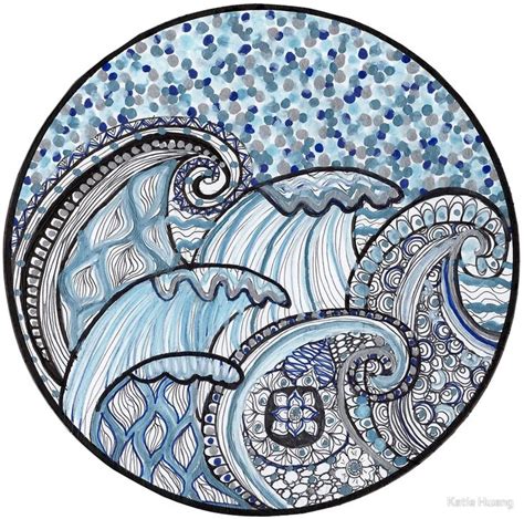 Ocean Waves Zentangle Design By Katie Hwang Redbubble Zentangle