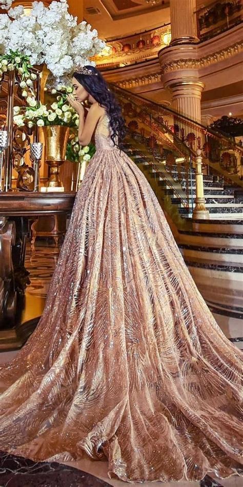 18 Gold Wedding Gowns For Brides To Shine Rose Gold Wedding Dress