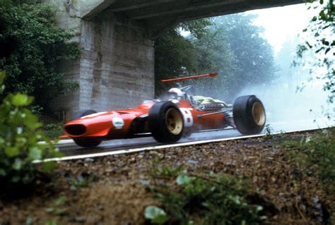 Chris Amon Drives His Ferrari 312 At The Green Hell Nürburgring 1968
