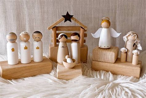 minimalist wooden peg doll nativity set etsy nativity peg doll peg dolls diy nativity
